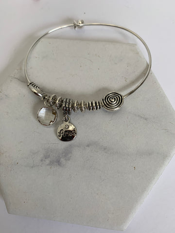 Adjustable Bangle Bracelets with Aries Horoscope Charms