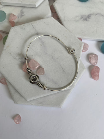 Bangle Bracelet with Silver Beads