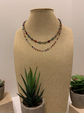 16" Colored Crystal Multi Strand Necklace